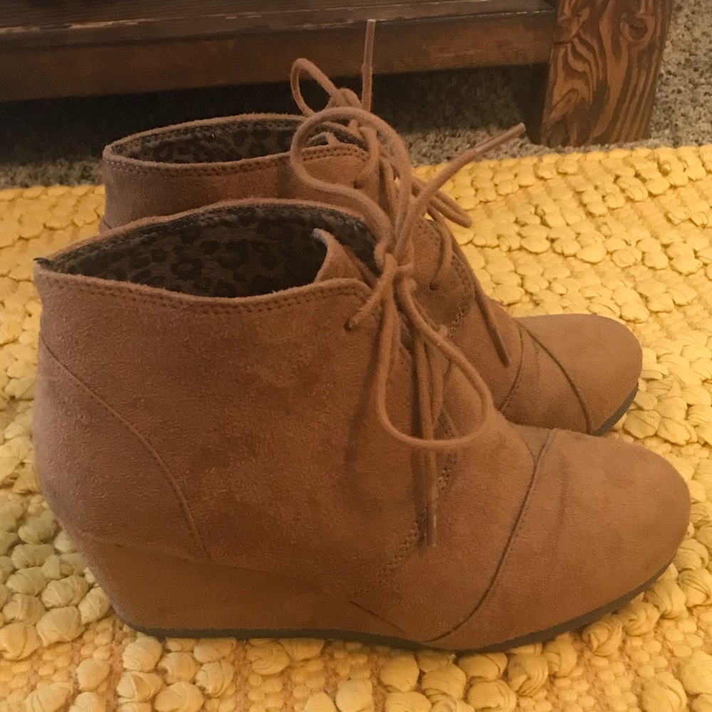 Suede wedge booties